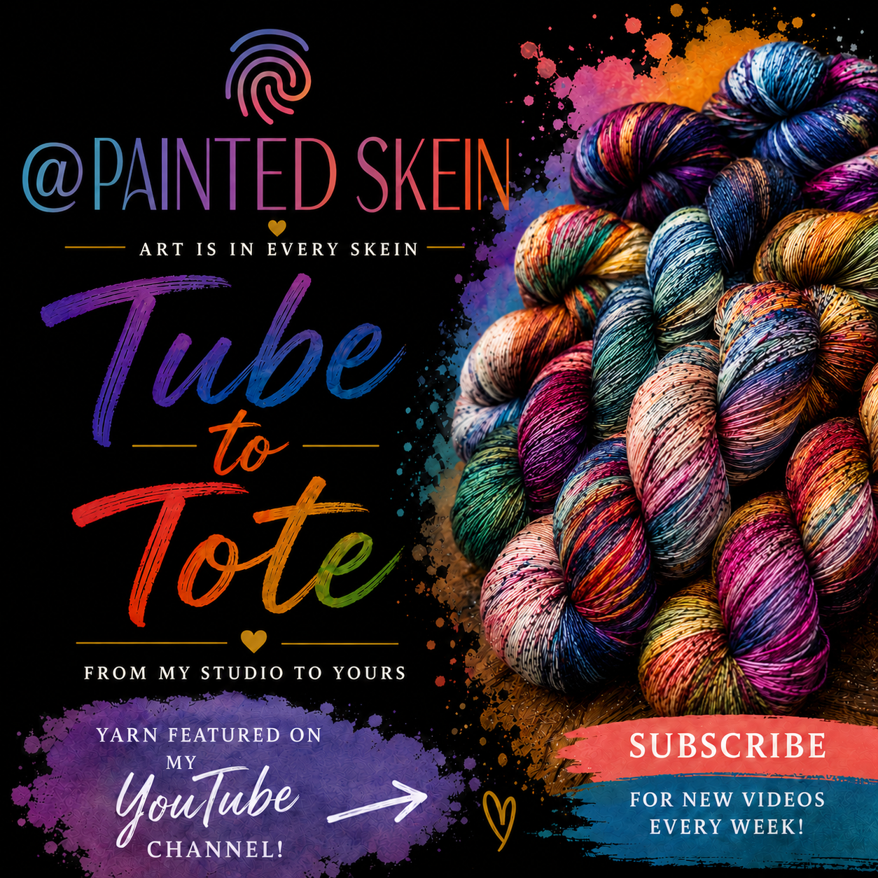 shop @paintedskein tube to tote hand dyed yarn in Minneapolis as seen on YouTube Hand